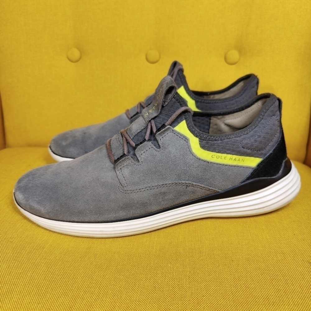 Cole Haan GrandSport Suede Leather Gray Neon Sneaker Men's Shoe Size 10.5M